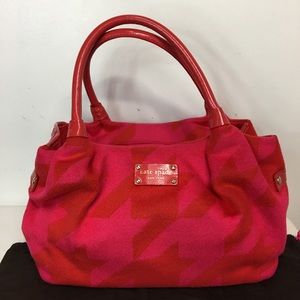 Kate Spade Red And Pink Houndstooth Bag
